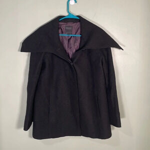HILARY Radley 100% Wool Coat Black Size 6 Oversized Collar